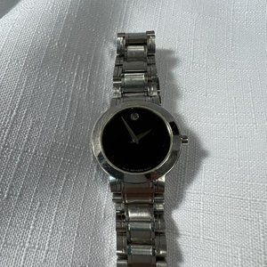 Movado Museum Steel Black Dial Quartz Ladies Watch